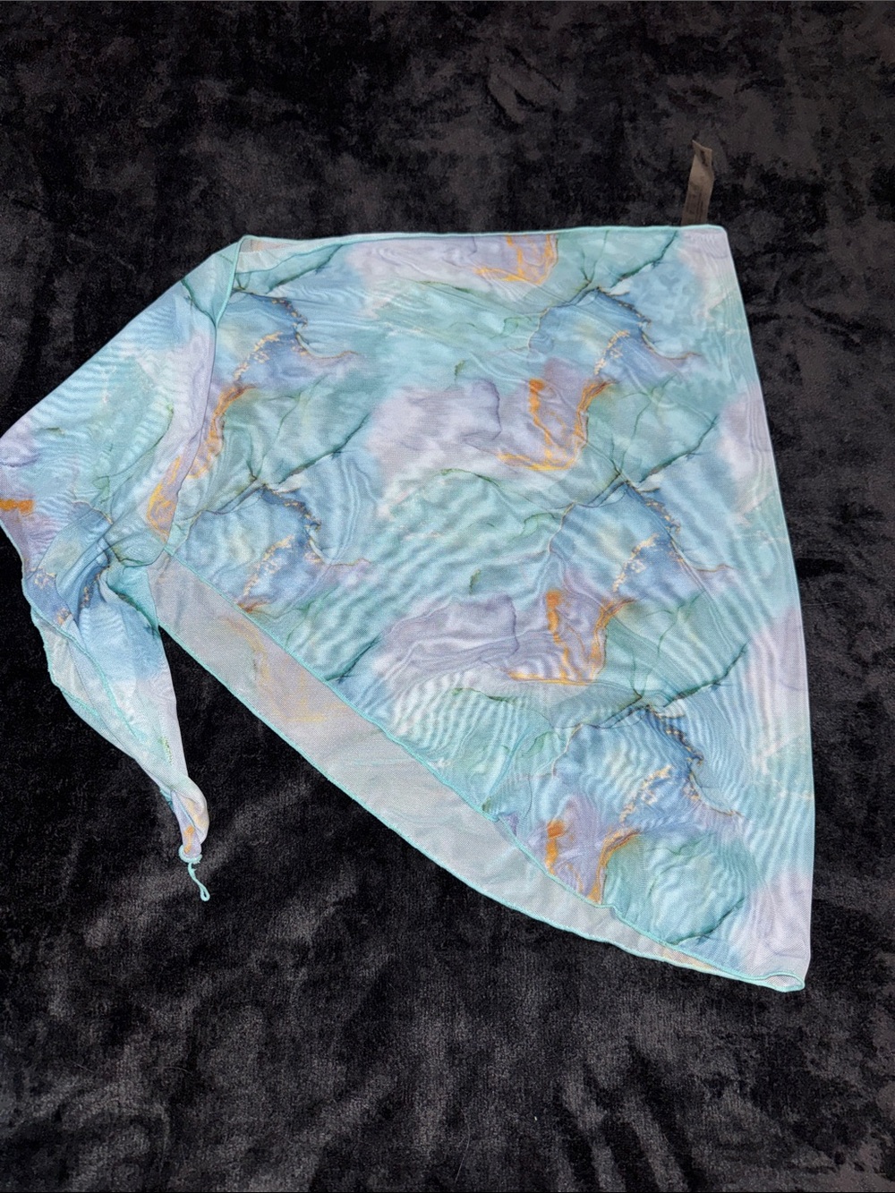 Marble Print Triangle Coverup - Marble Aqua Blue & Lavender